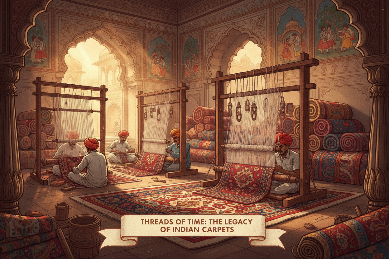 A história dos tapetes indianos