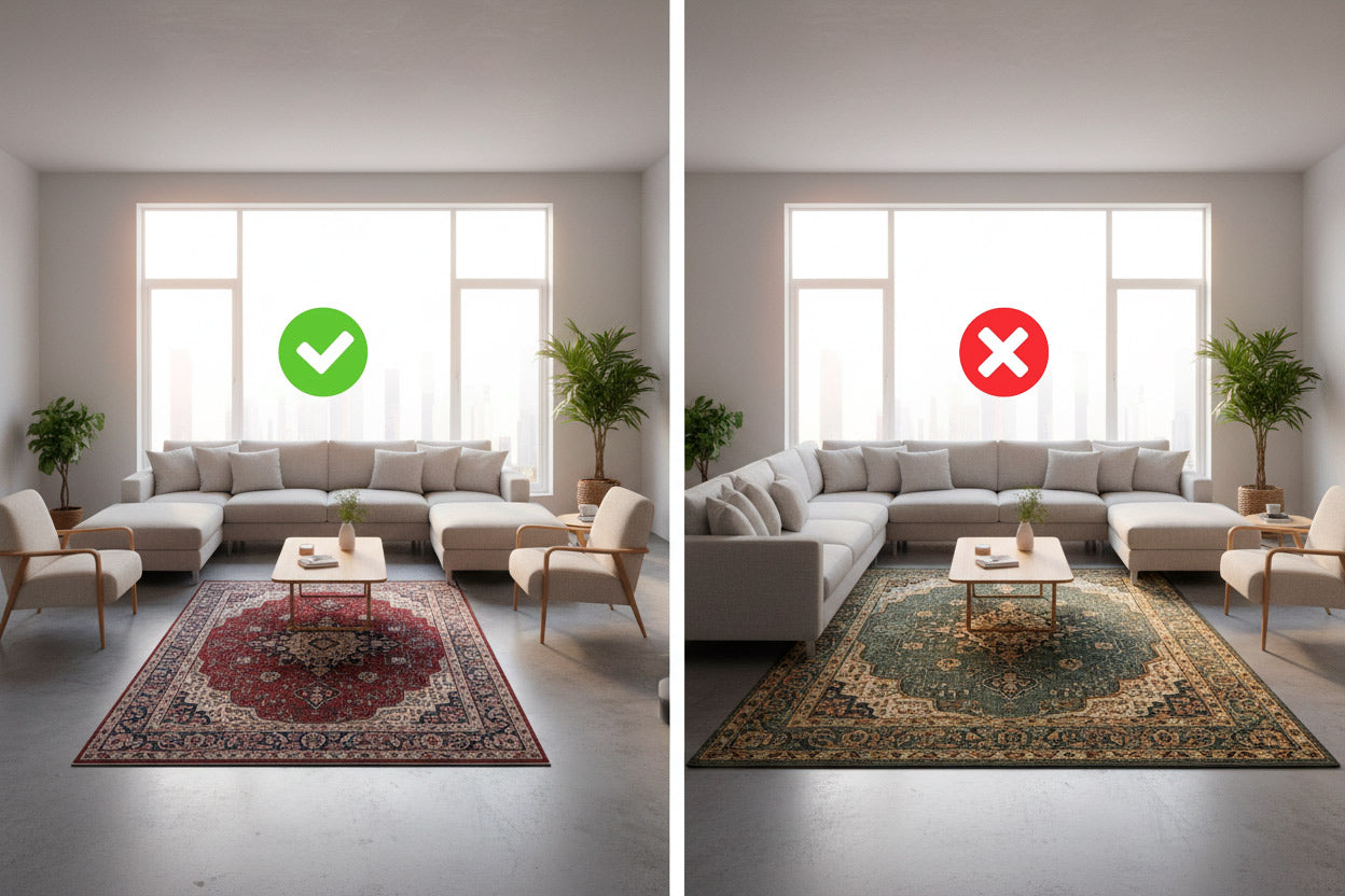 O Erro Mais Comum ao Escolher o Tamanho do Tapete (E Como Evitá-lo)