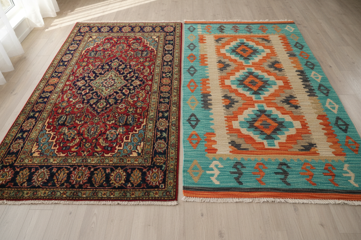 Tapete Persa Clássico vs. Kilim Tribal: Entenda as Diferenças e Escolha com Conhecimento