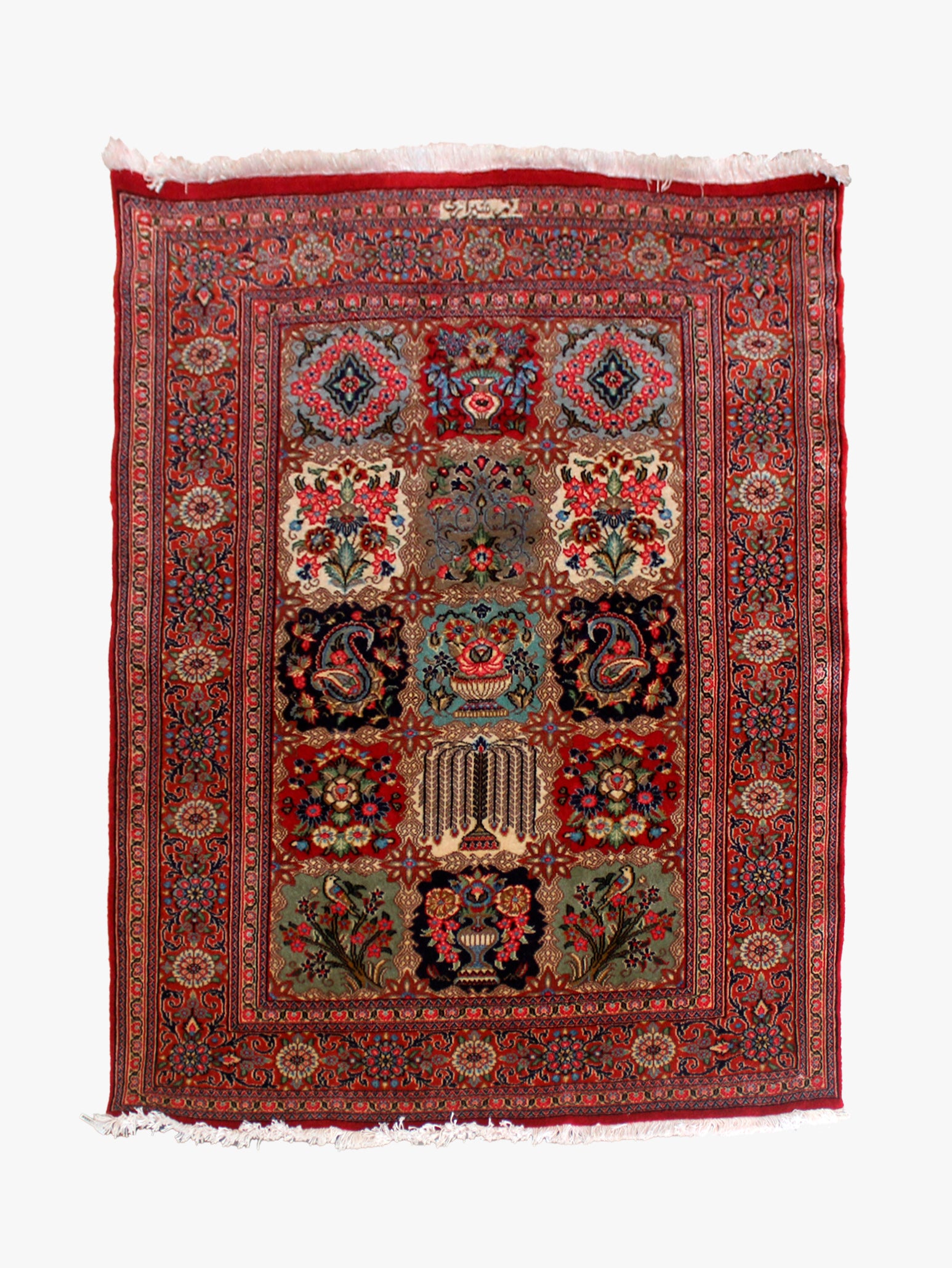 Tapete Persa Ghom 157x104cm (assinado, em lã e seda)