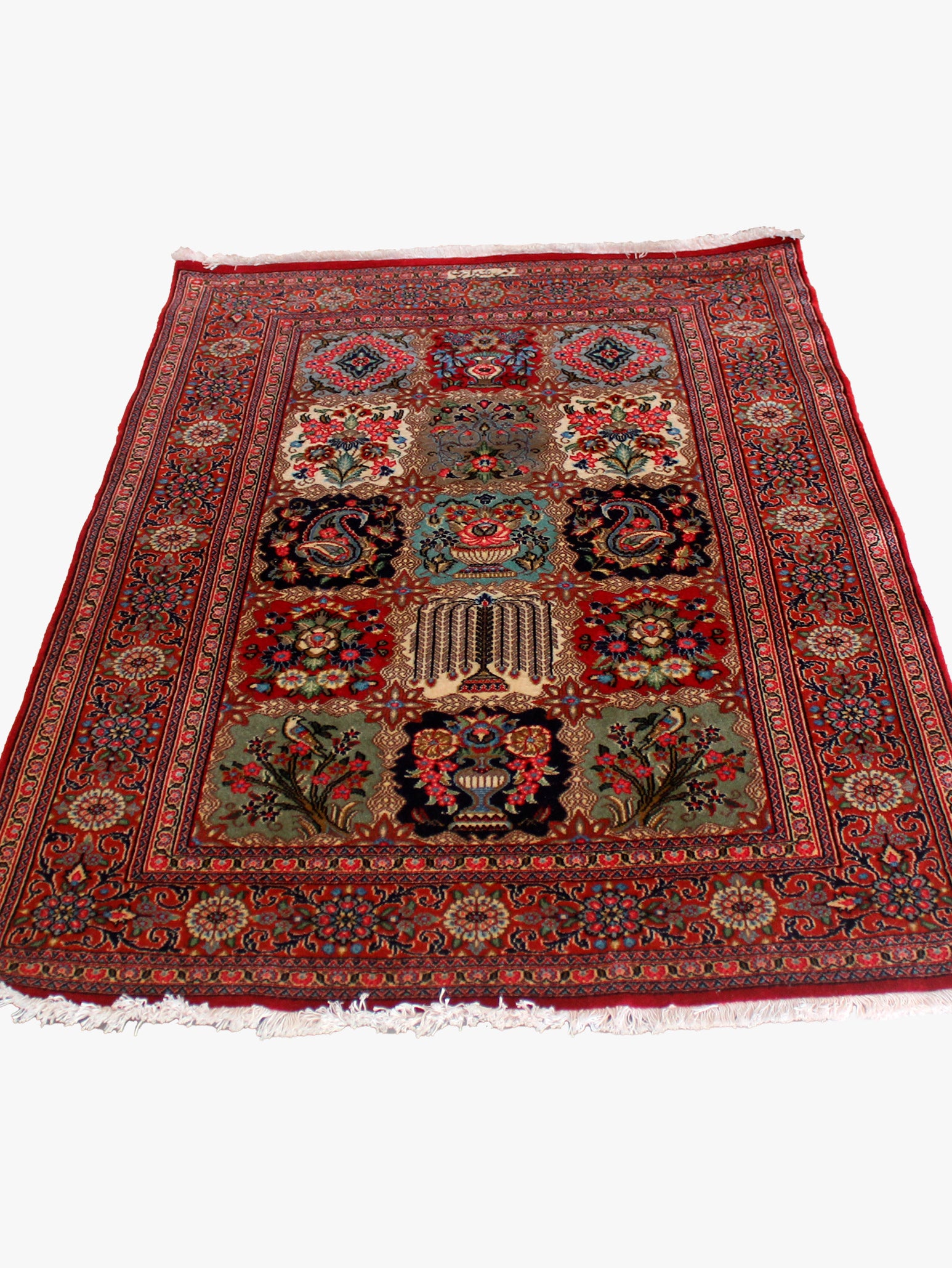 Tapete Persa Ghom 157x104cm (assinado, em lã e seda)