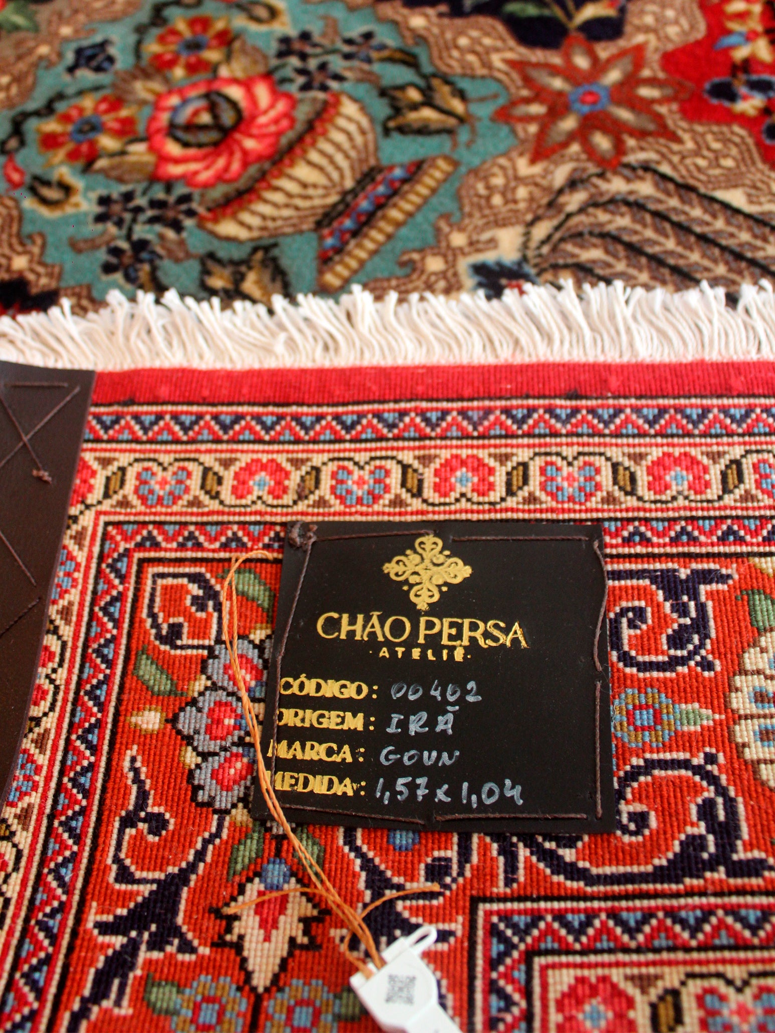 Tapete Persa Ghom 157x104cm (assinado, em lã e seda)