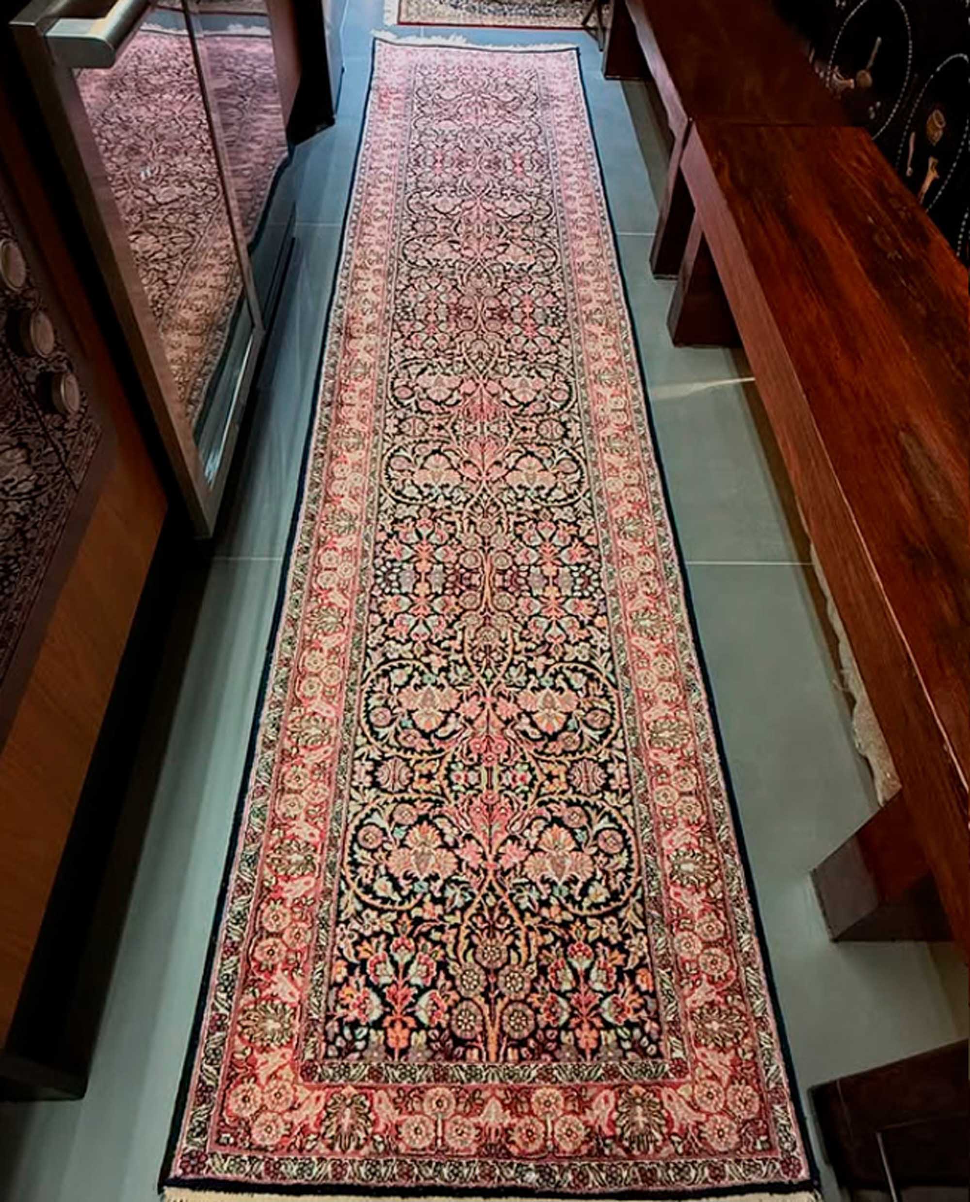 Passadeira Persa Ghum  (Lã e Seda) 353x76cm
