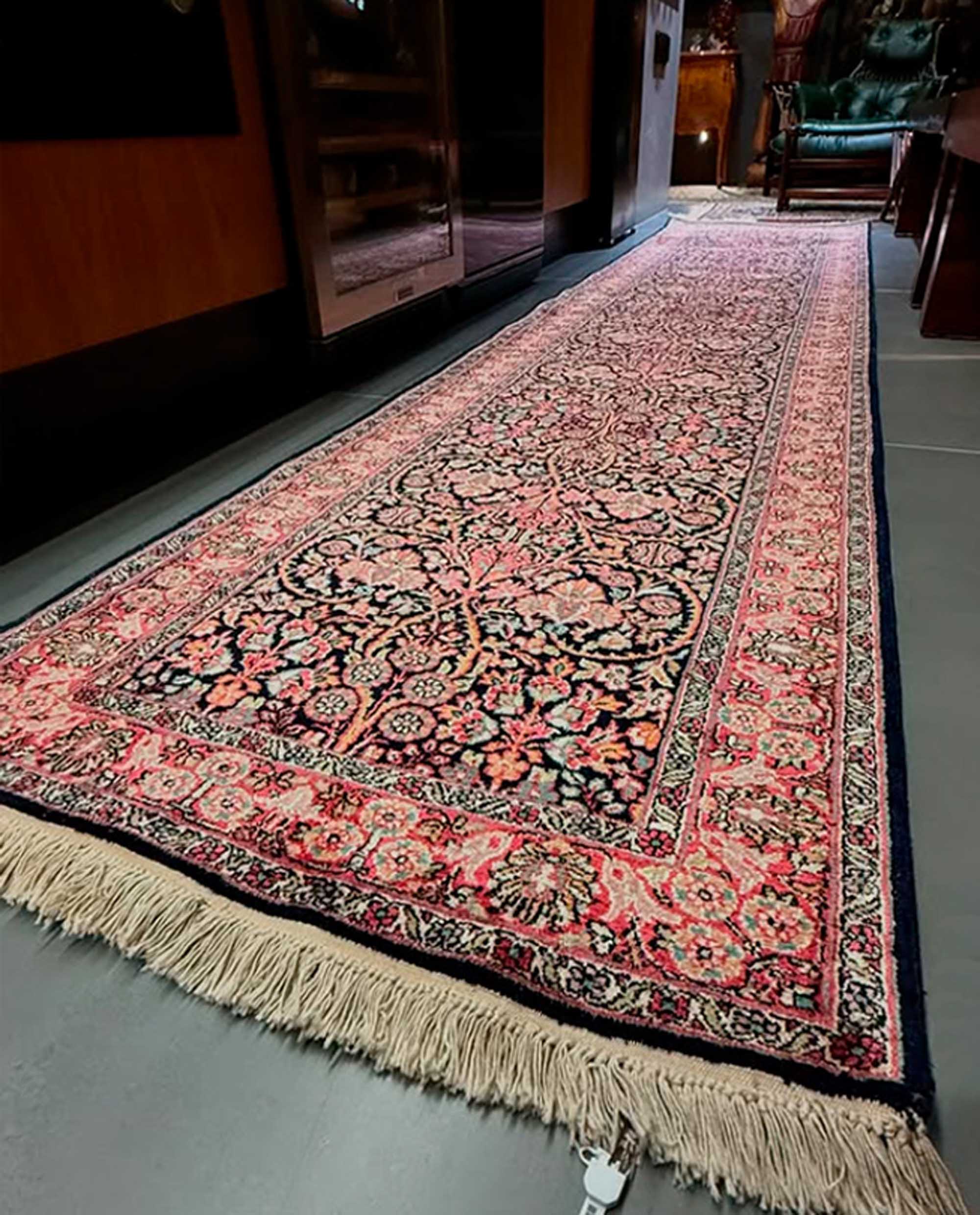 Passadeira Persa Ghum  (Lã e Seda) 353x76cm