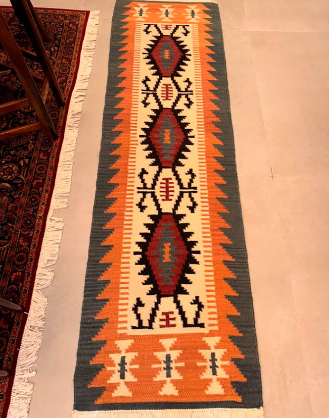 Kilim Tribal - Geometria Ancestral 259×77cm