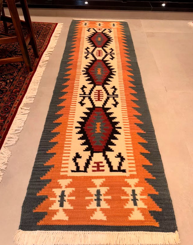 Kilim Tribal - Geometria Ancestral 259×77cm