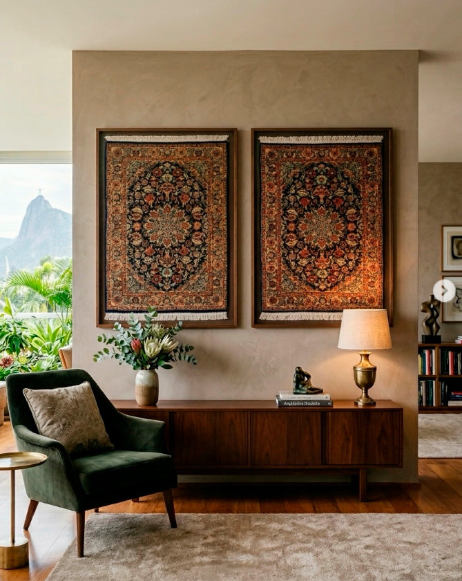 Par de Tapetes Persas Isfahan - 0,92 × 0,63 m (cada)