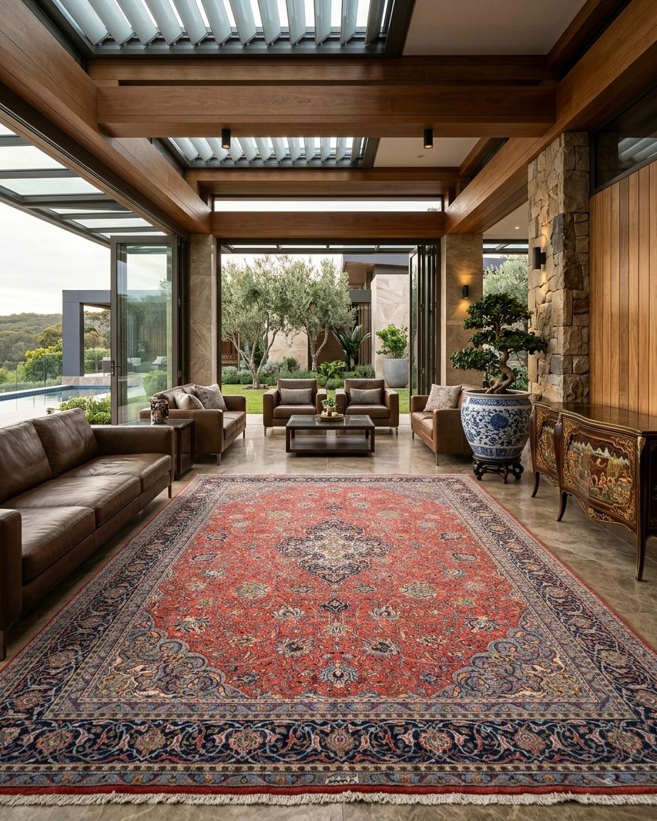 Tapete Persa Kashan Assinado - 4,14×3,20m