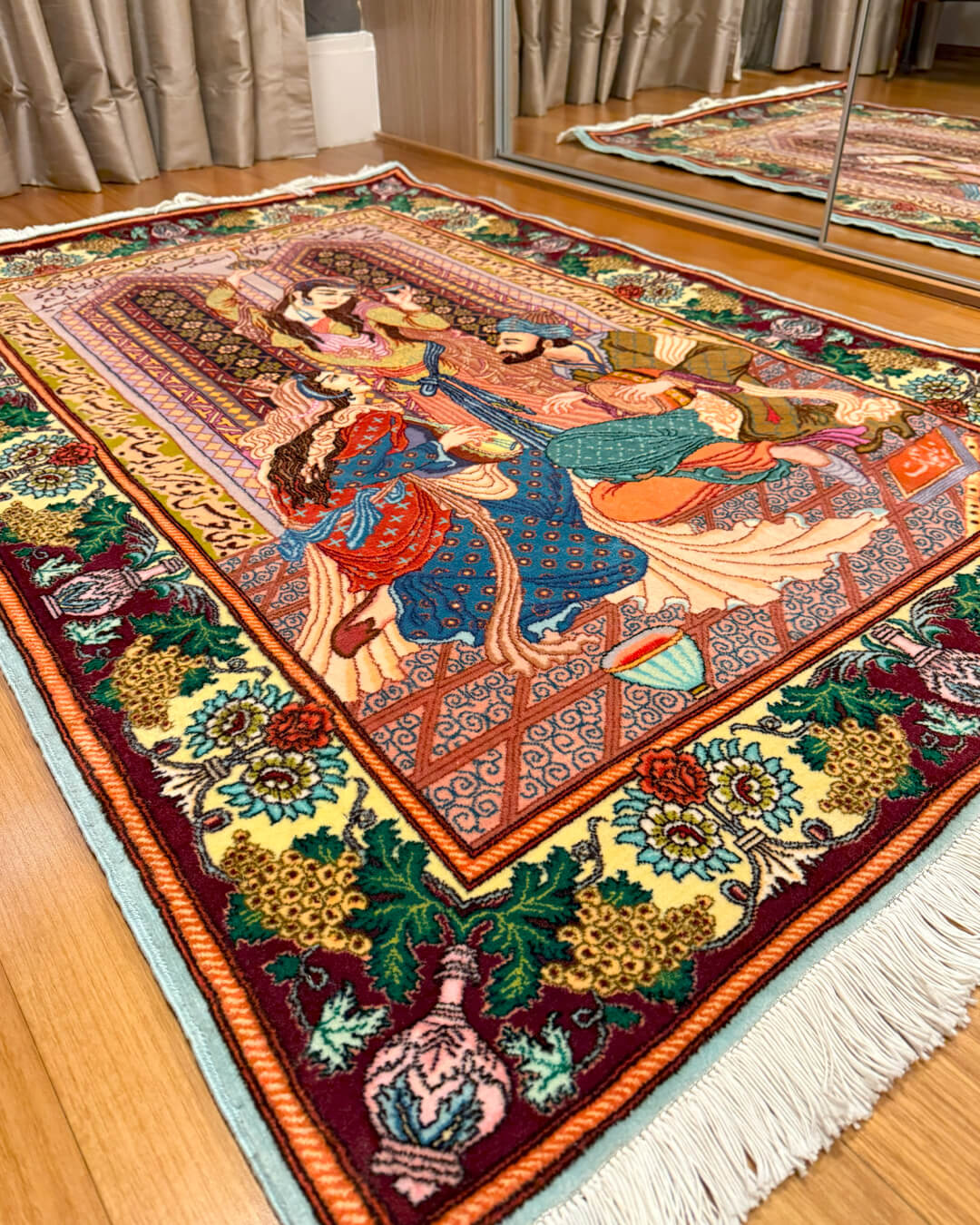 Tapete Persa Tabriz Assinado – Obra-Prima de Colecionador