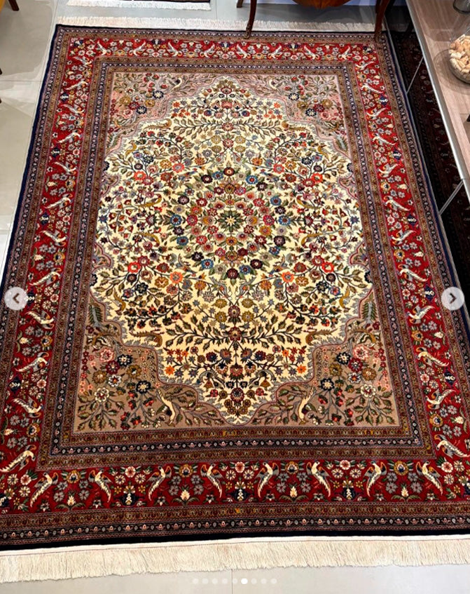 Tapete Persa Ghom (Qom) Imperial (Contornos em Seda Natural) - 3,35 x 2,46 m