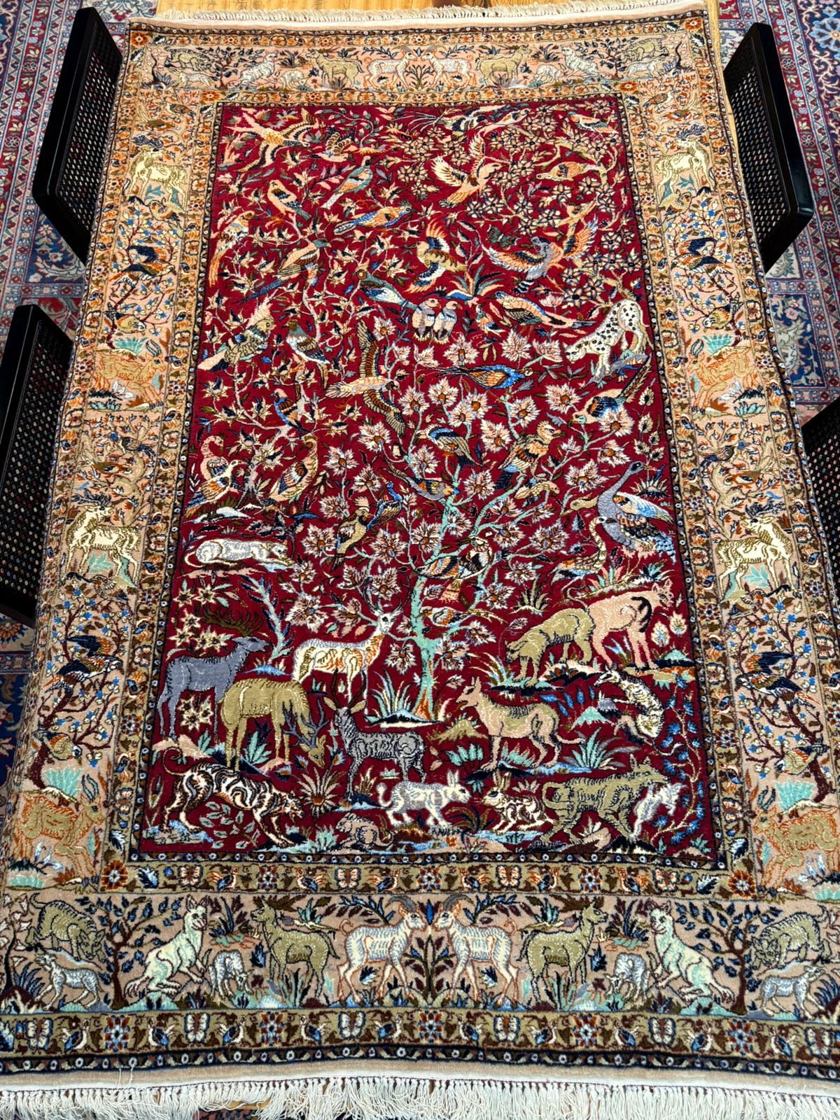 Tapete Persa Ghom Figurativo – Jardim Encantado da Pérsia