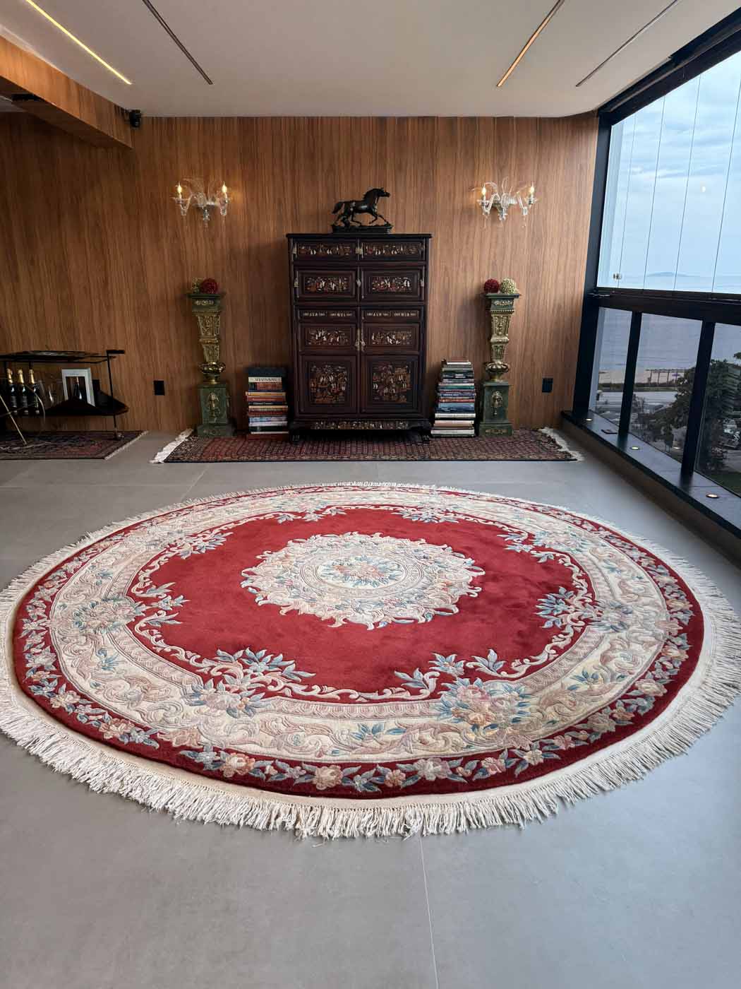 Tapete Chinês Redondo – Medalhão Floral Clássico 2,50 m