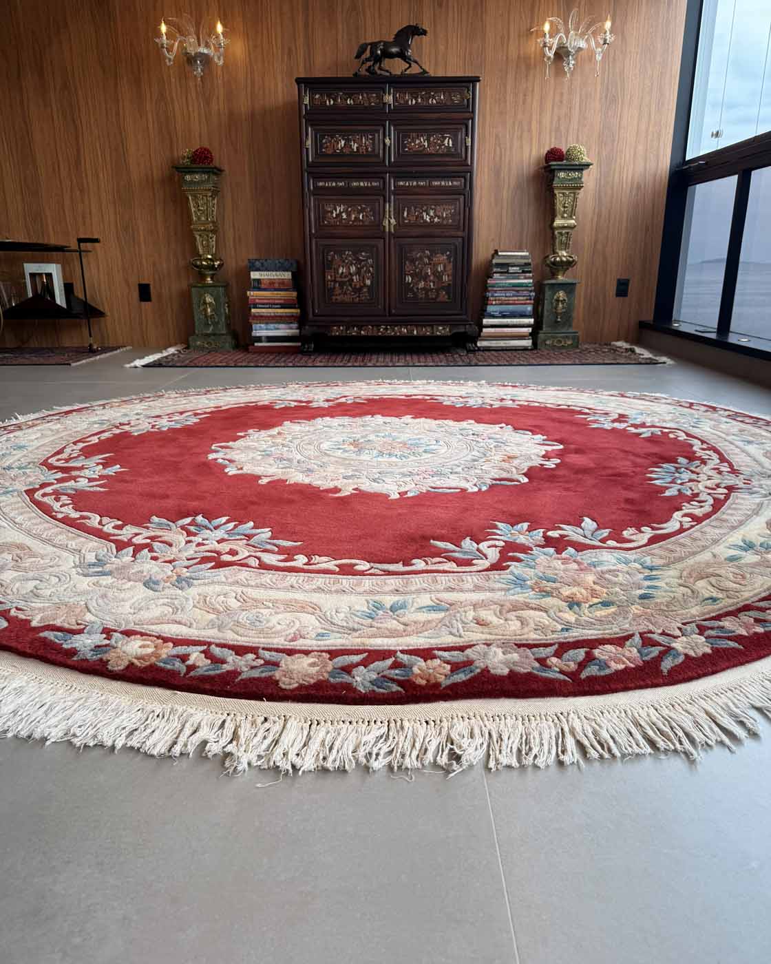 Tapete Chinês Redondo – Medalhão Floral Clássico 2,50 m