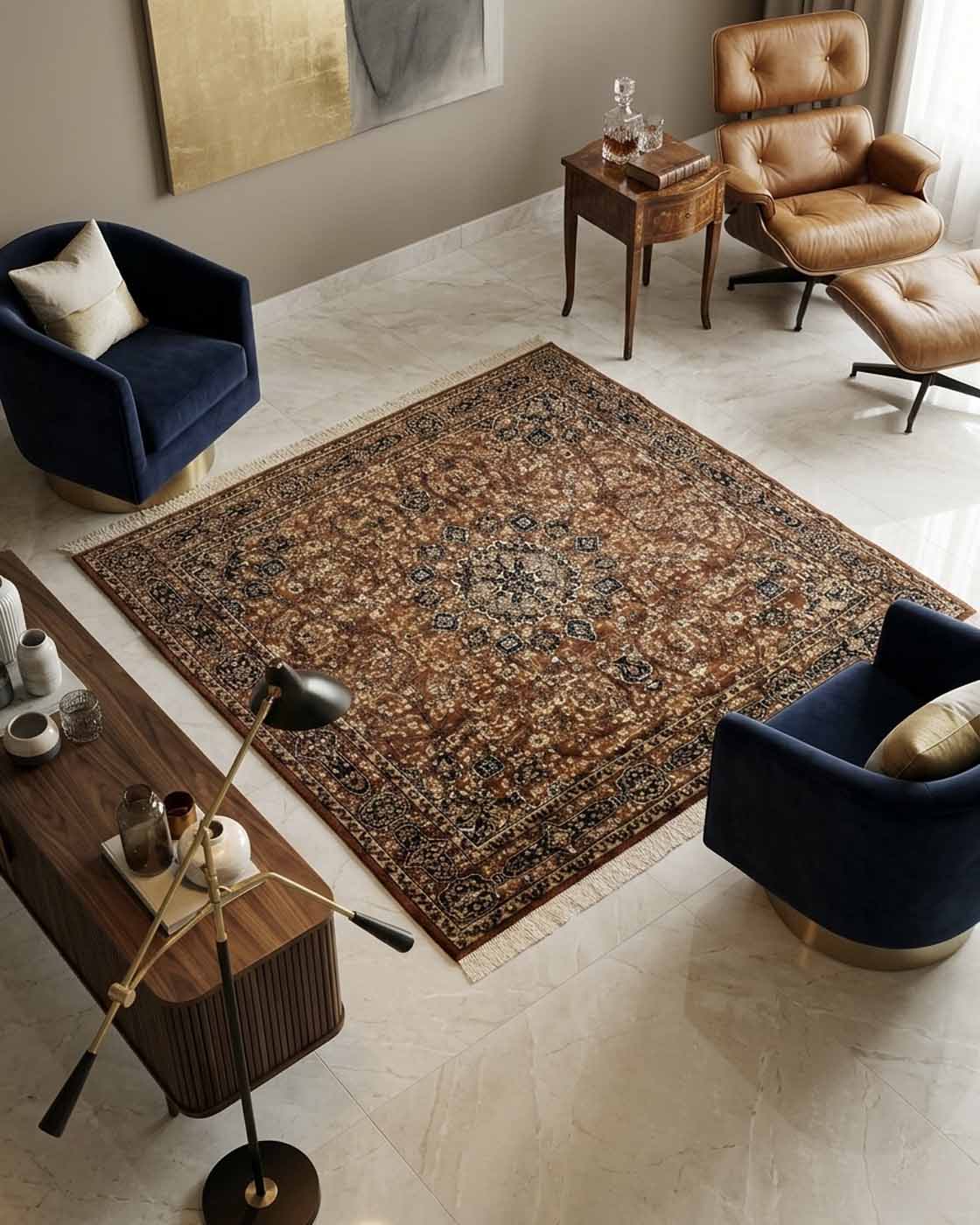 Tapete Tabriz - Medalhão Clássico Persa - 1,93×1,26m