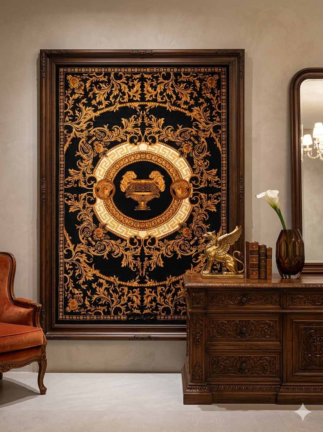 Tapete Persa Ghom (Qom) em Seda Assinado (Edição Especial Versace) - 1,50×1,00m