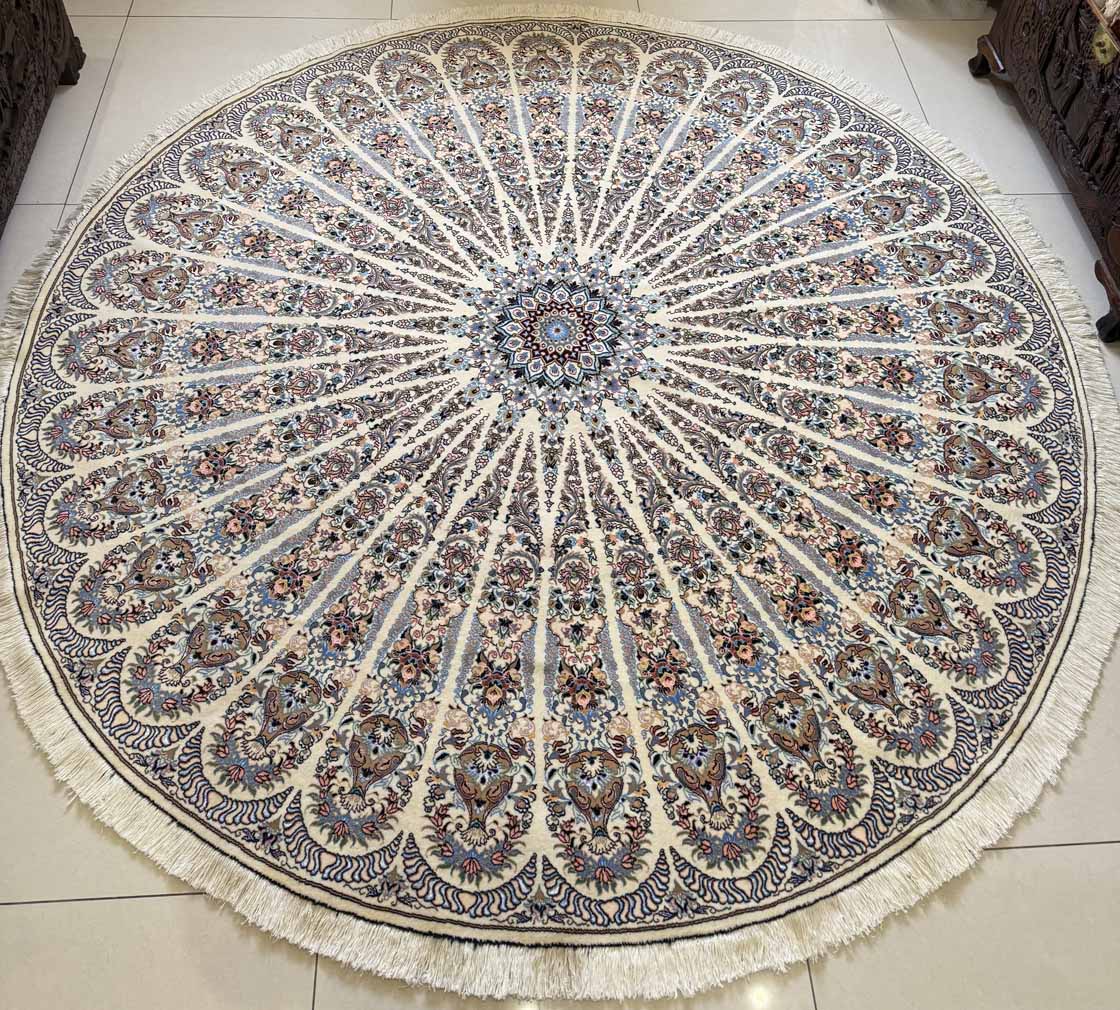 Tapete Persa Nain Habibian Redondo Assinado  2,50m