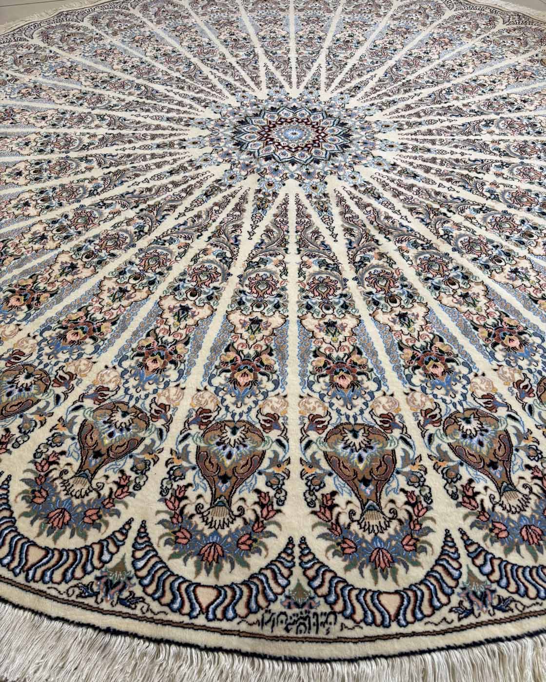 Tapete Persa Nain Habibian Redondo Assinado  2,50m