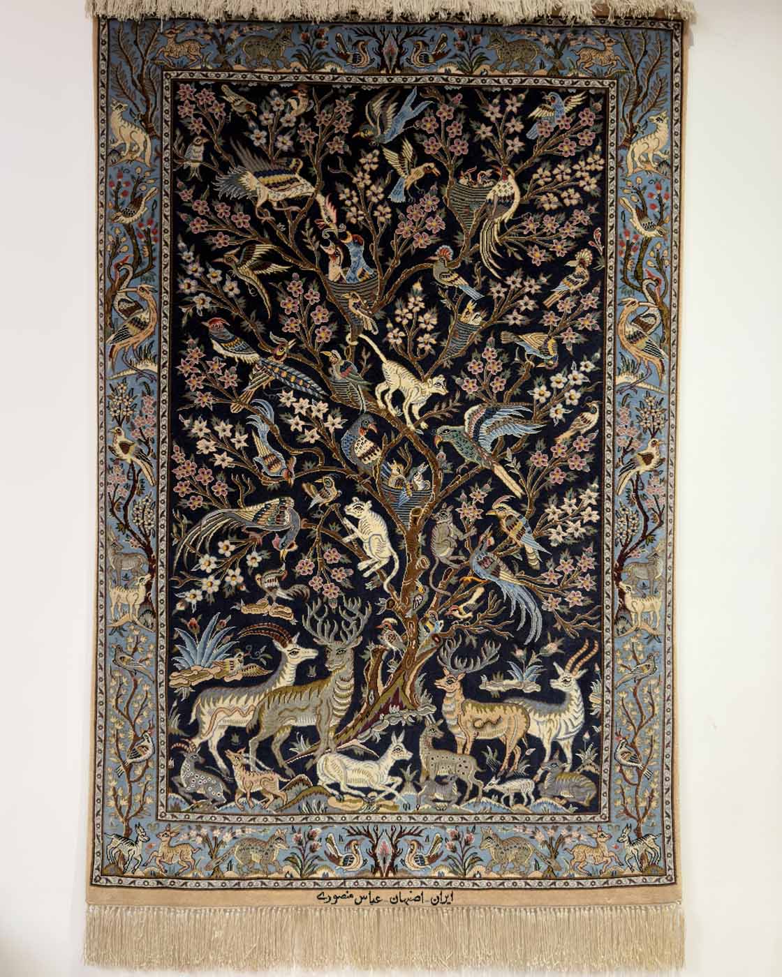 Tapete Persa Isfahan Árvore da Vida (Assinado) 130×85cm