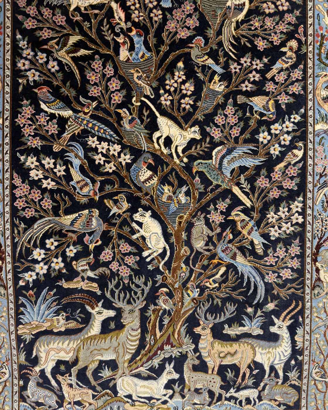 Tapete Persa Isfahan Árvore da Vida (Assinado) 130×85cm
