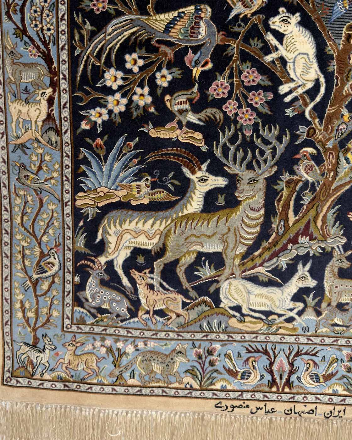 Tapete Persa Isfahan Árvore da Vida (Assinado) 130×85cm