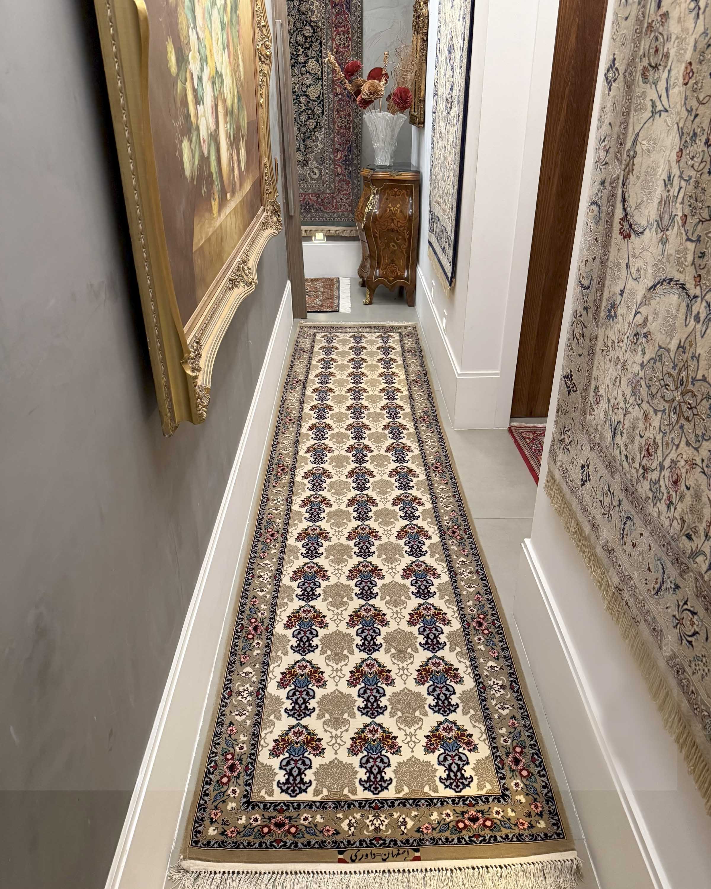 Passadeira Persa Isfahan – Assinada Davari (Extra Fina) 355x87cm