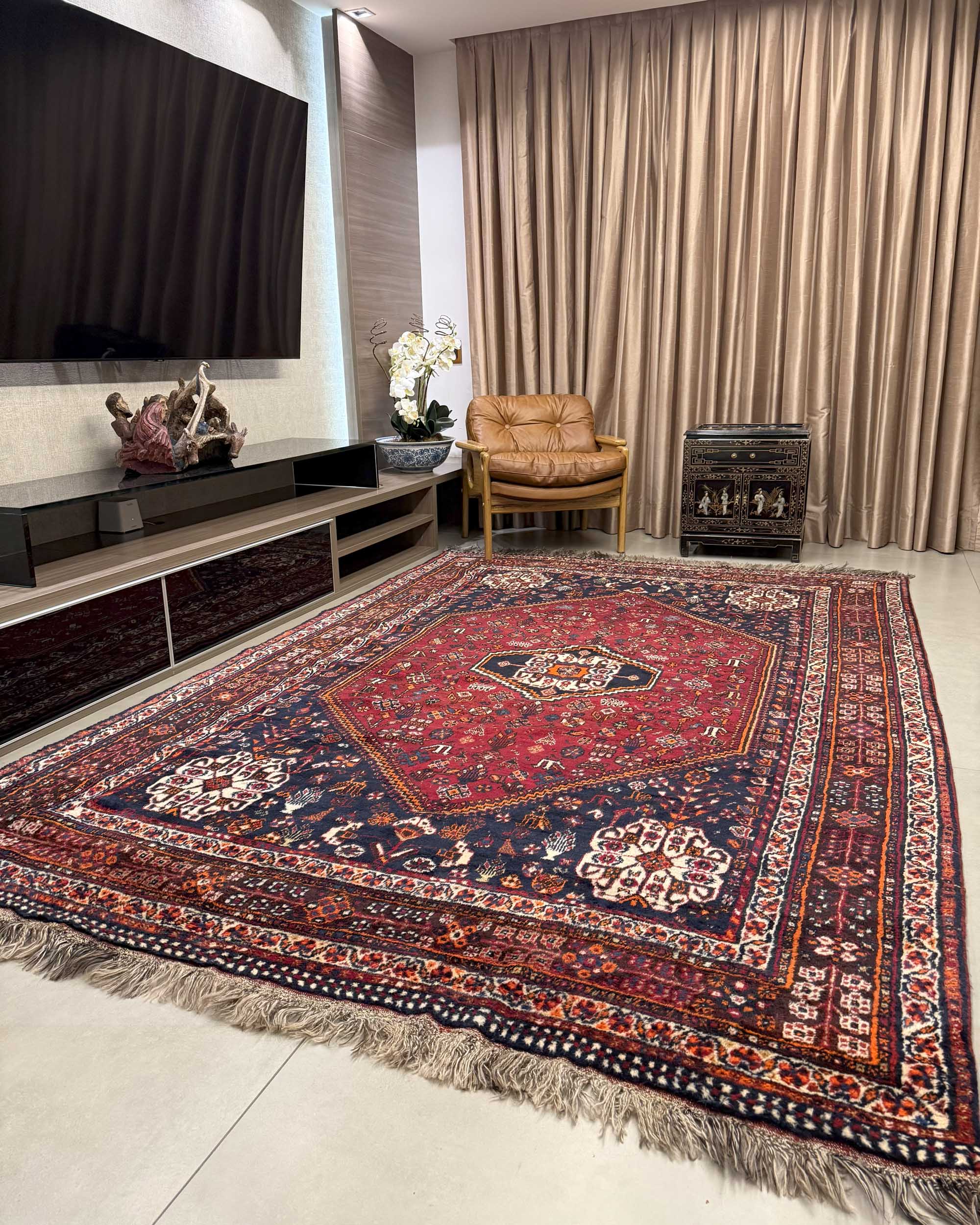 Tapete Persa Kashigai (Raridade Tribal iraniana) 323x216cm