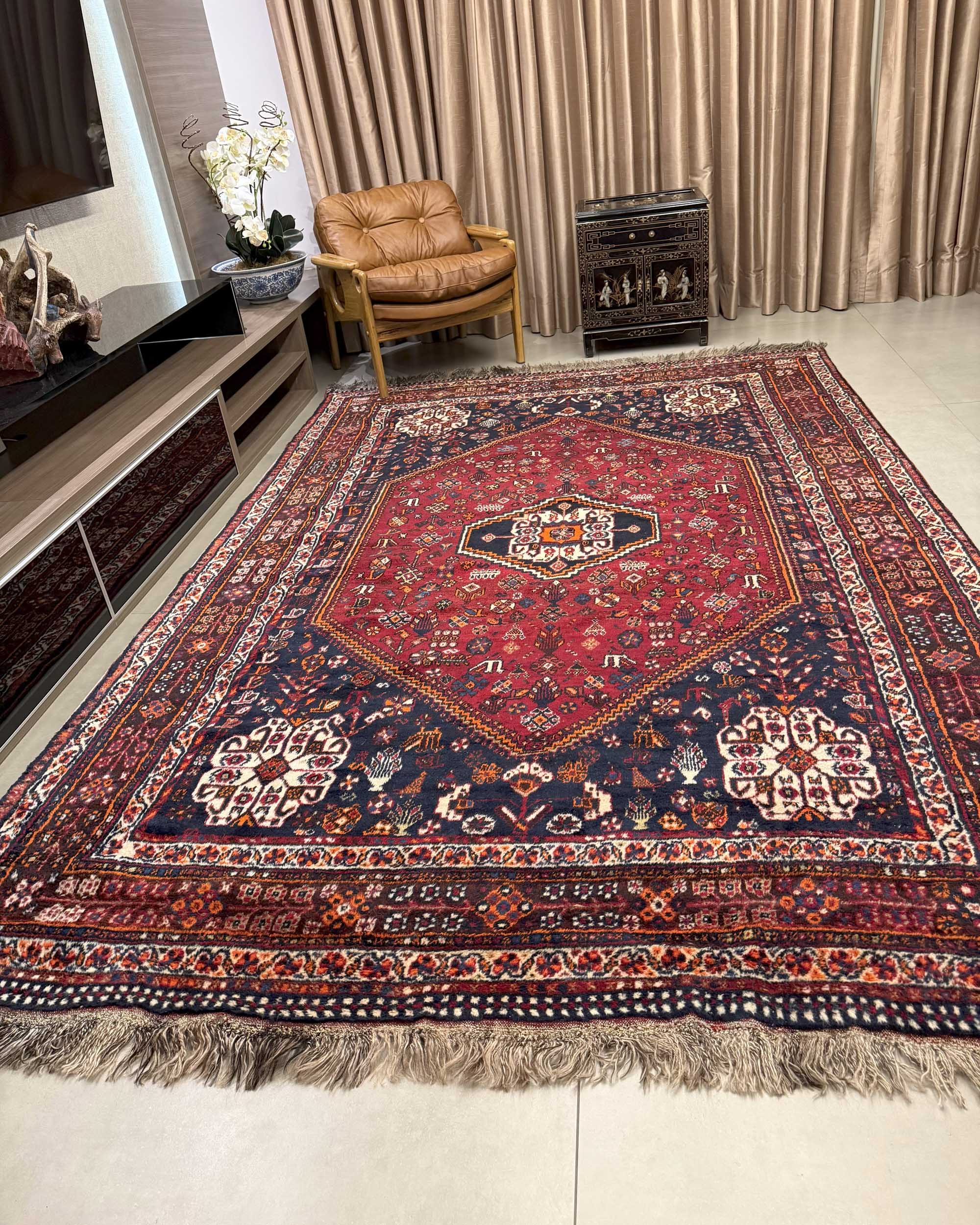 Tapete Persa Kashigai (Raridade Tribal iraniana) 323x216cm