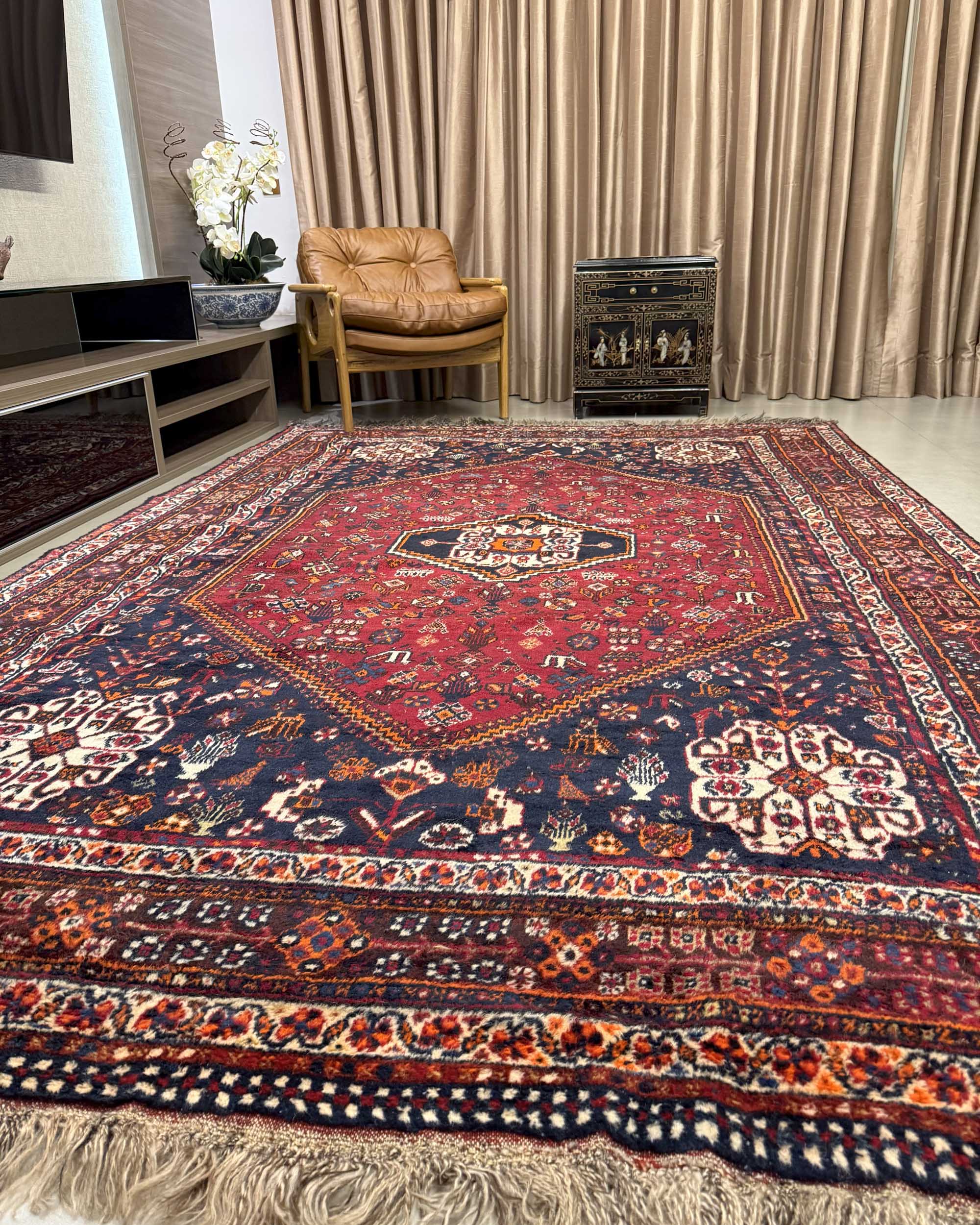 Tapete Persa Kashigai (Raridade Tribal iraniana) 323x216cm