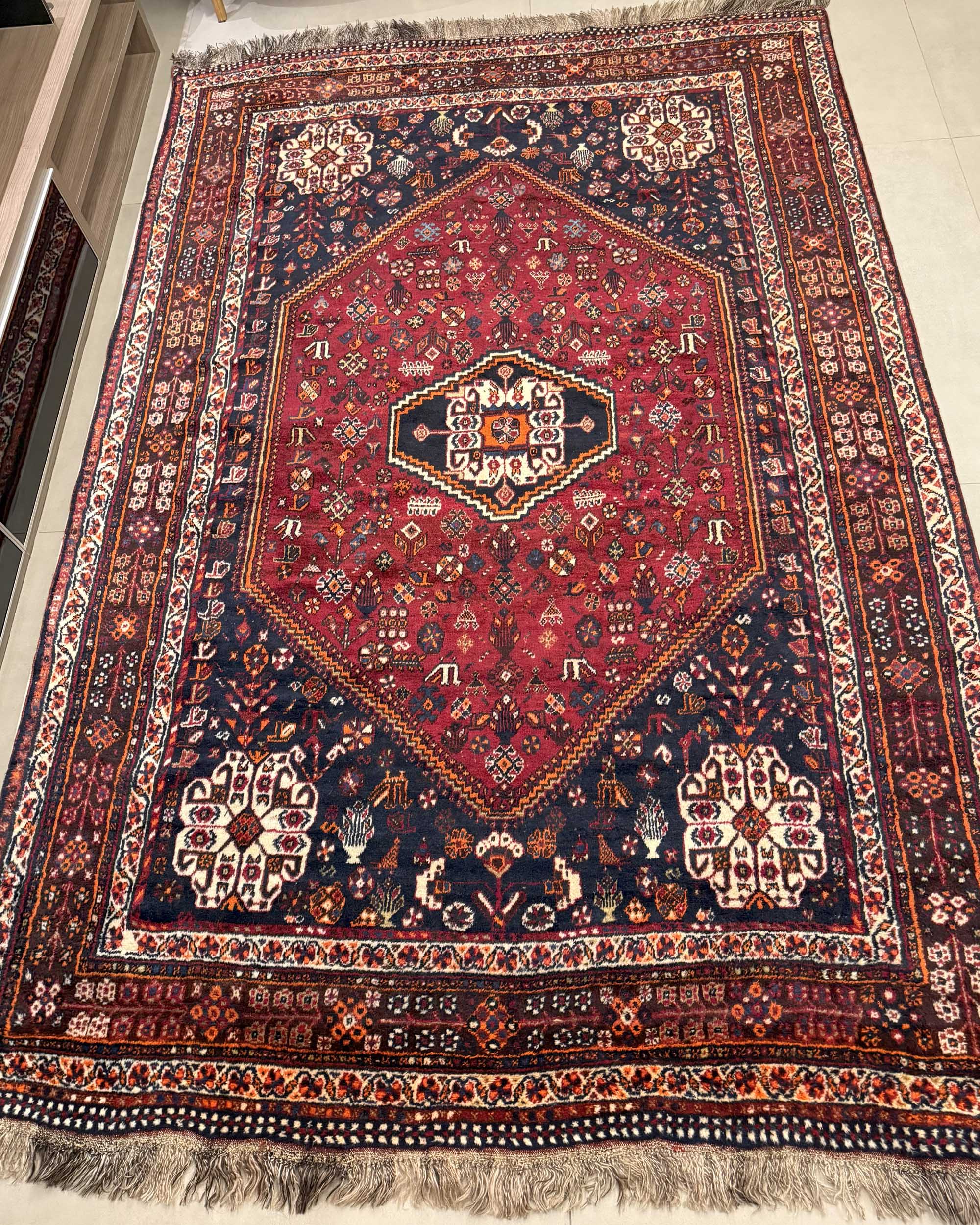 Tapete Persa Kashigai (Raridade Tribal iraniana) 323x216cm
