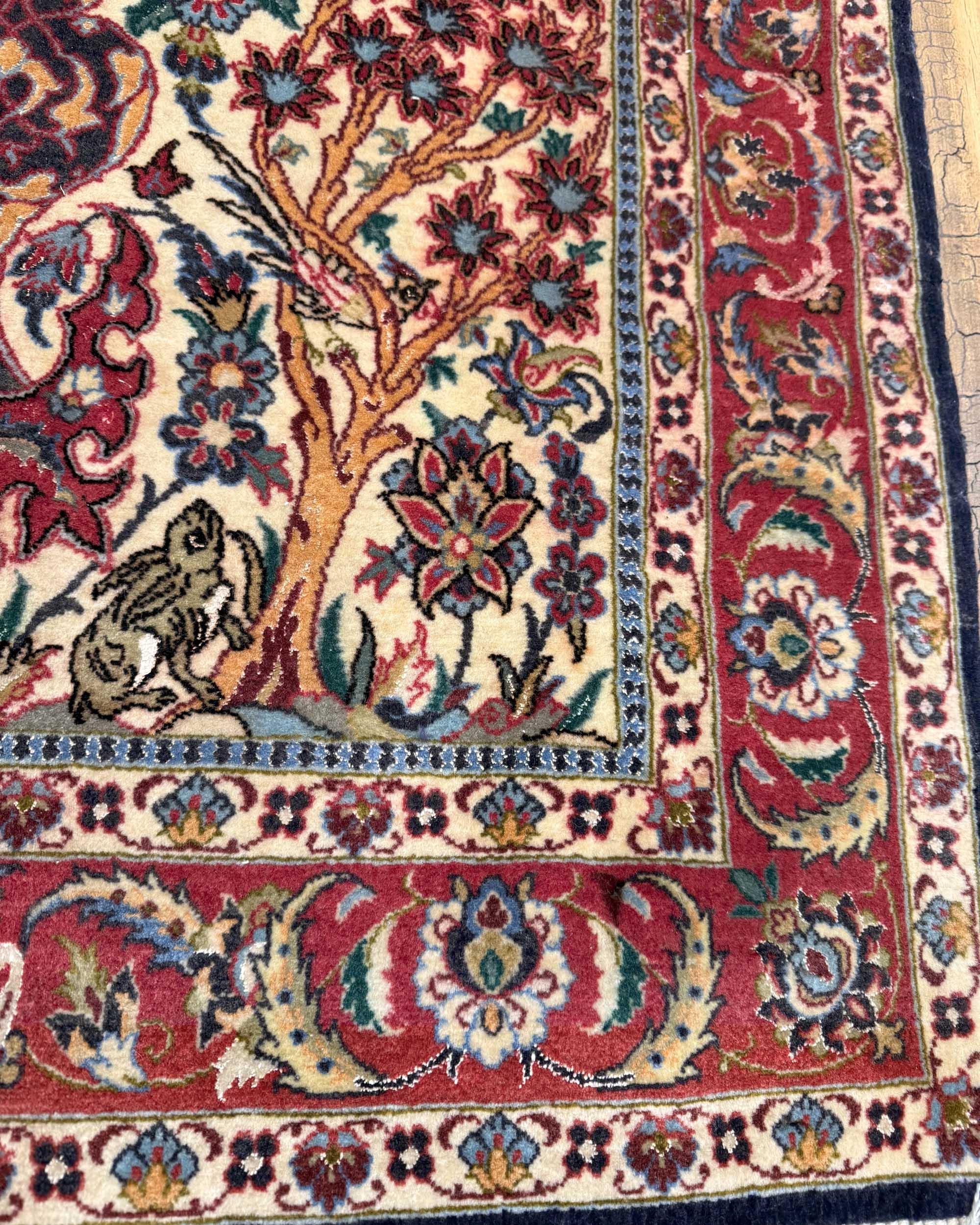 Tapete Persa Isfahan (Painel Floral com Pássaros) 117x78cm  VENDIDO