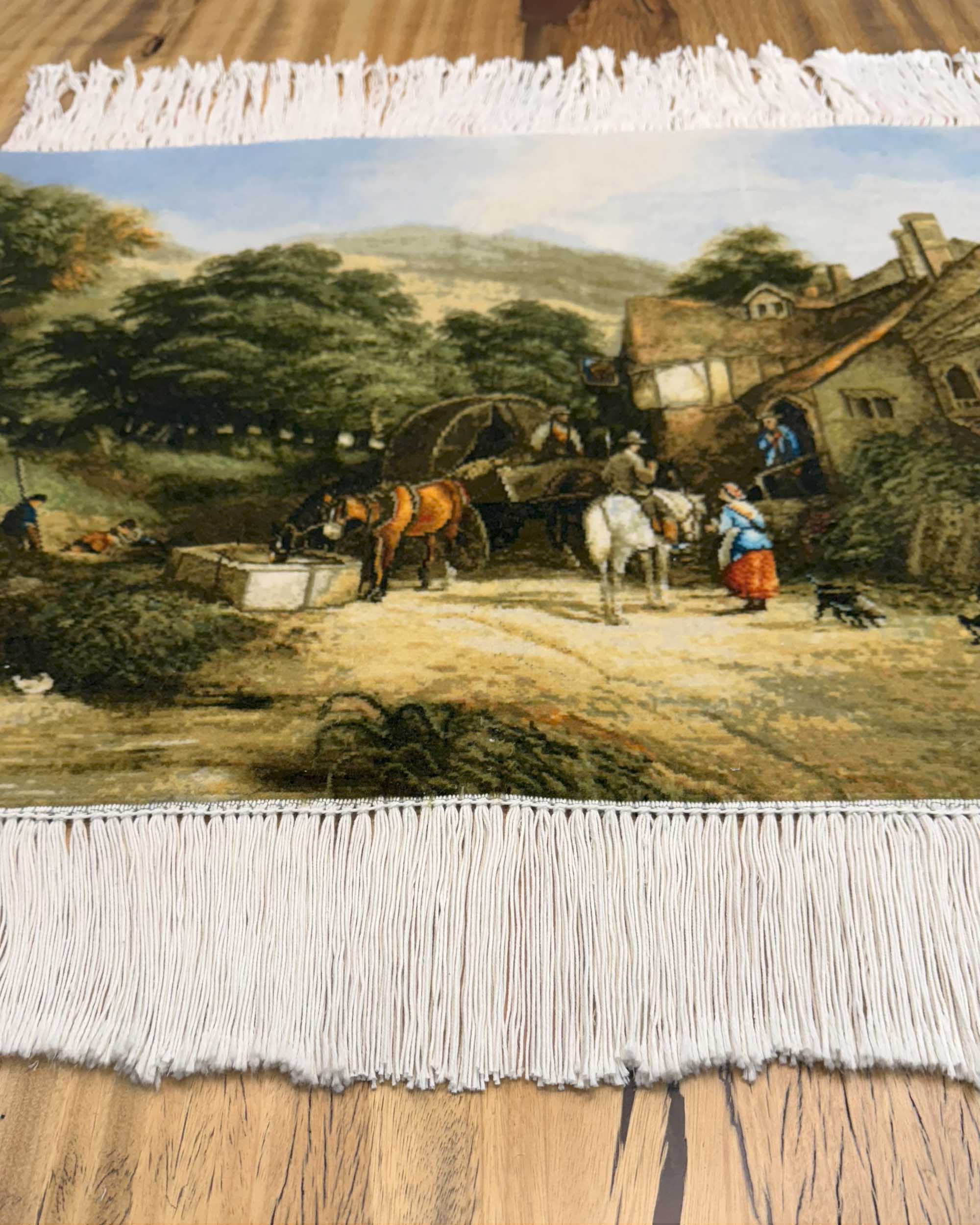 Tapete Persa Tabriz – Cena Campestre Figurativa  0,76 x 0,59m