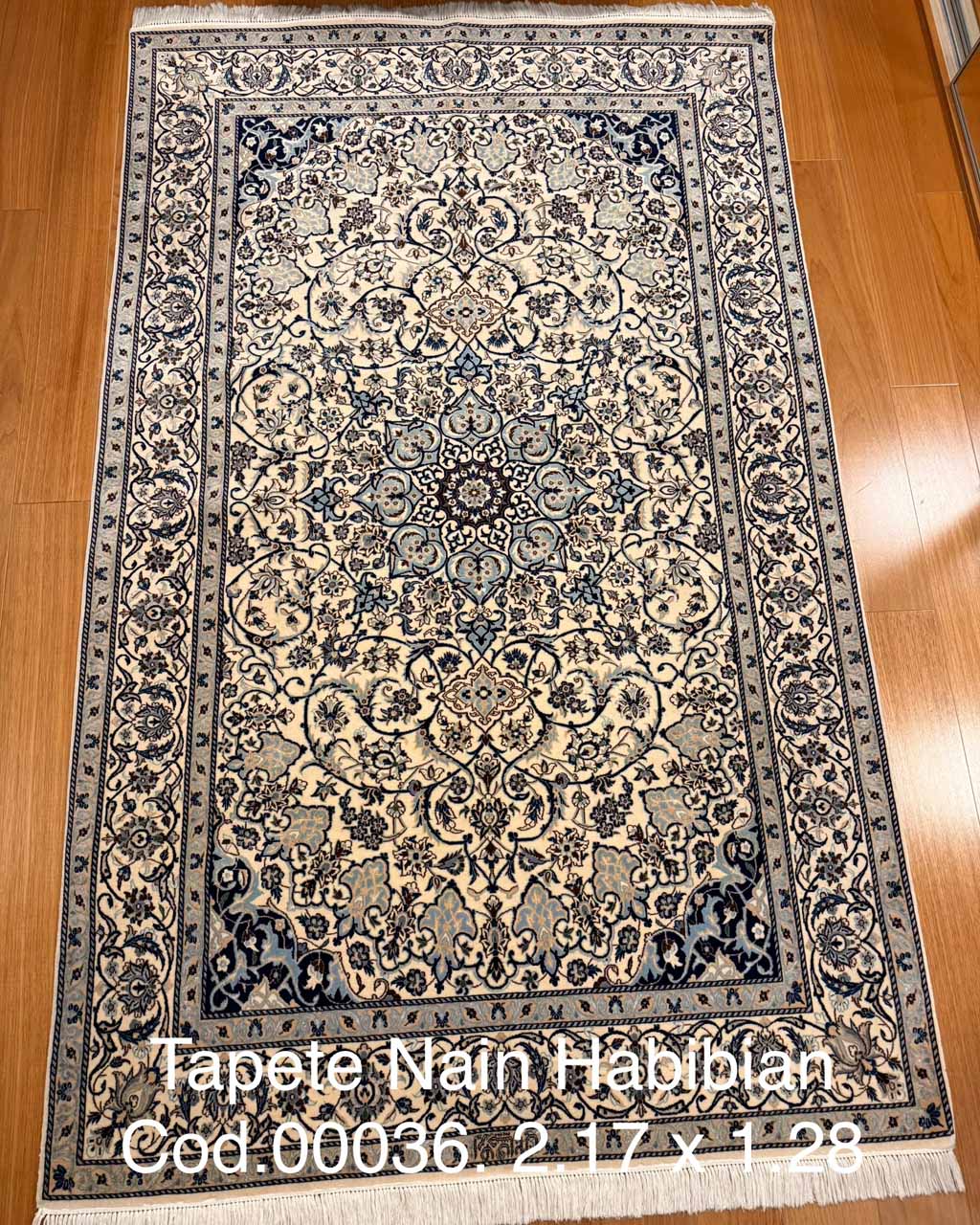 Tapete Persa Nain Habibian - 2,17 × 1,26 m