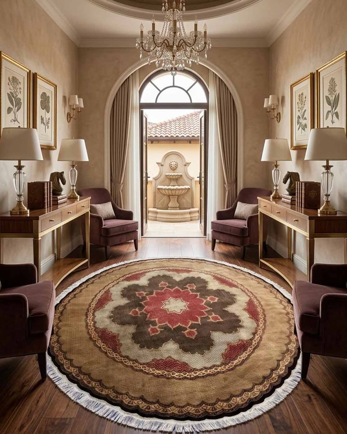 Tapete Persa Tabriz Redondo Extra Fino com Seda - 2,48m