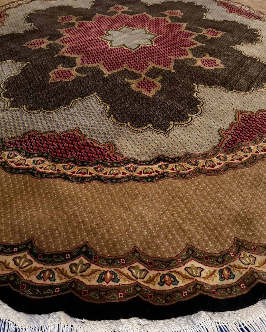 Tapete Persa Tabriz Redondo Extra Fino com Seda - 2,48m