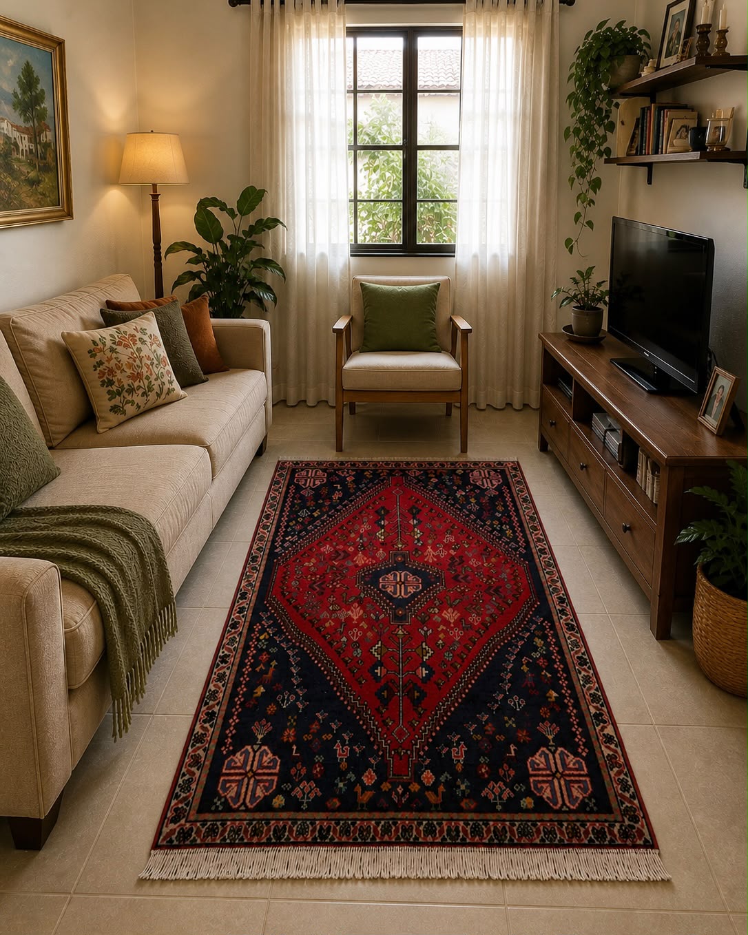 Tapete Persa Qashqai (Arte Tribal e Autenticidade Nômade) - 1,80 x 1,18 m