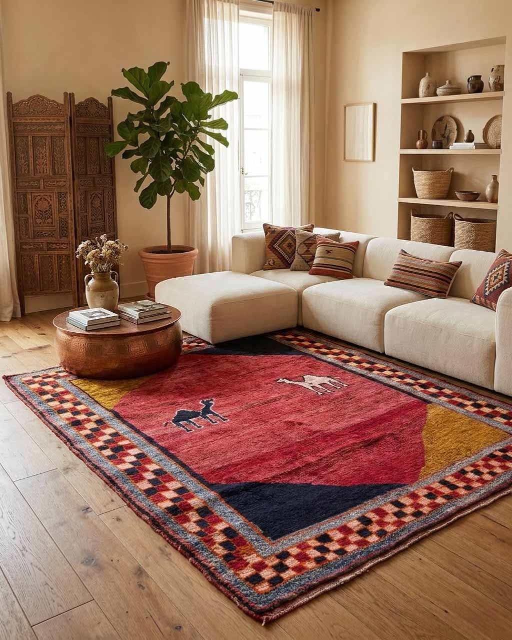 Tapete Persa Gabbeh (Arte Tribal) - 2,30 x 2,17 m