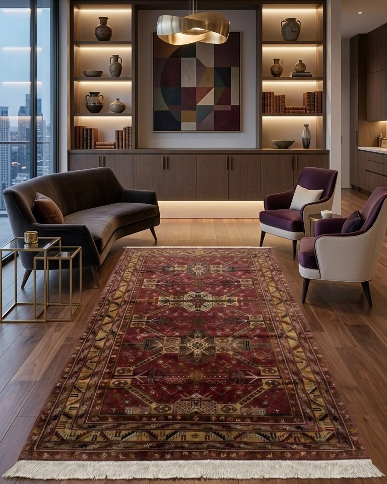 Tapete Azerbaijão (Geometria Tribal) - 2,11 x 1,60 m
