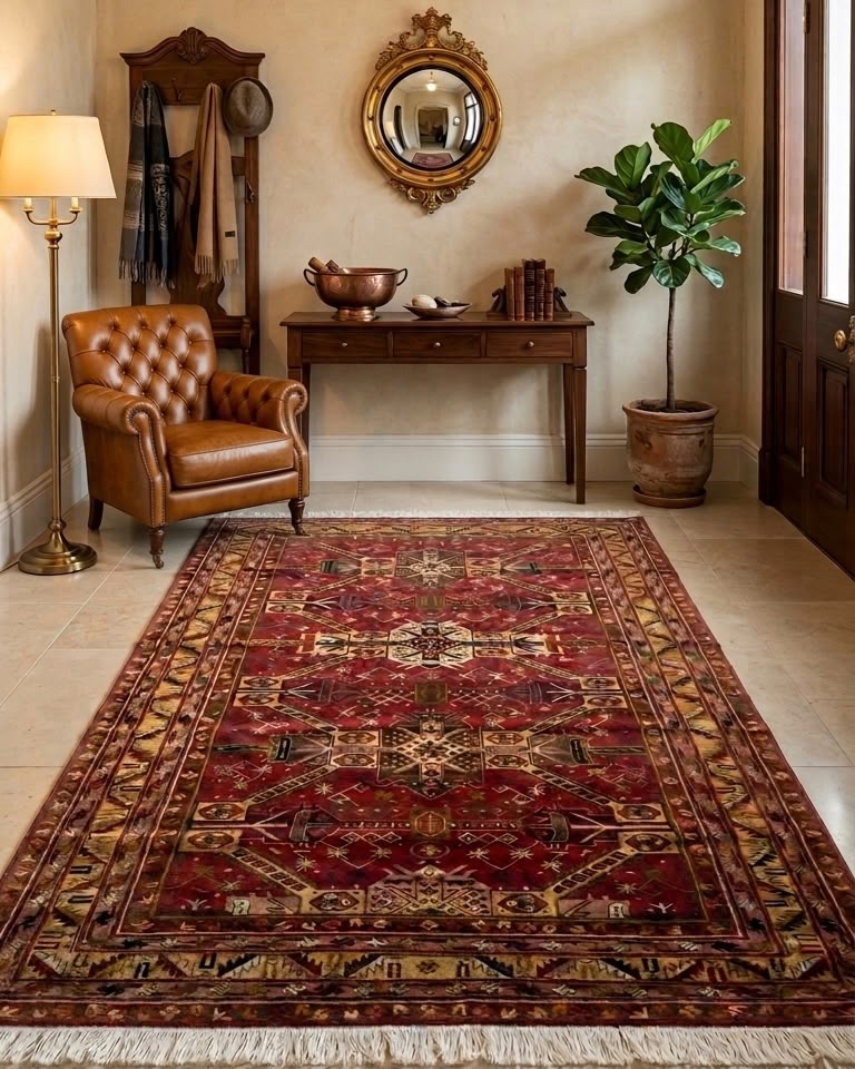 Tapete Azerbaijão (Geometria Tribal) - 2,11 x 1,60 m