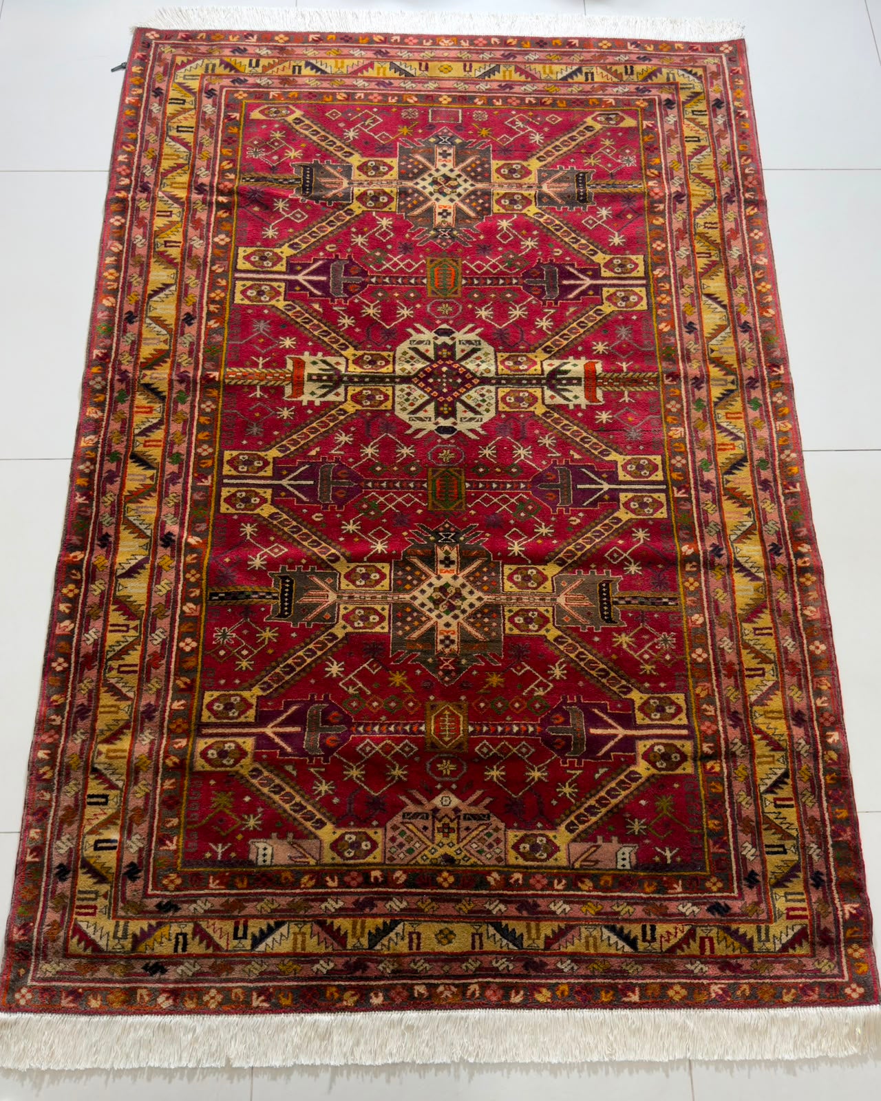 Tapete Azerbaijão (Geometria Tribal) - 2,11 x 1,60 m