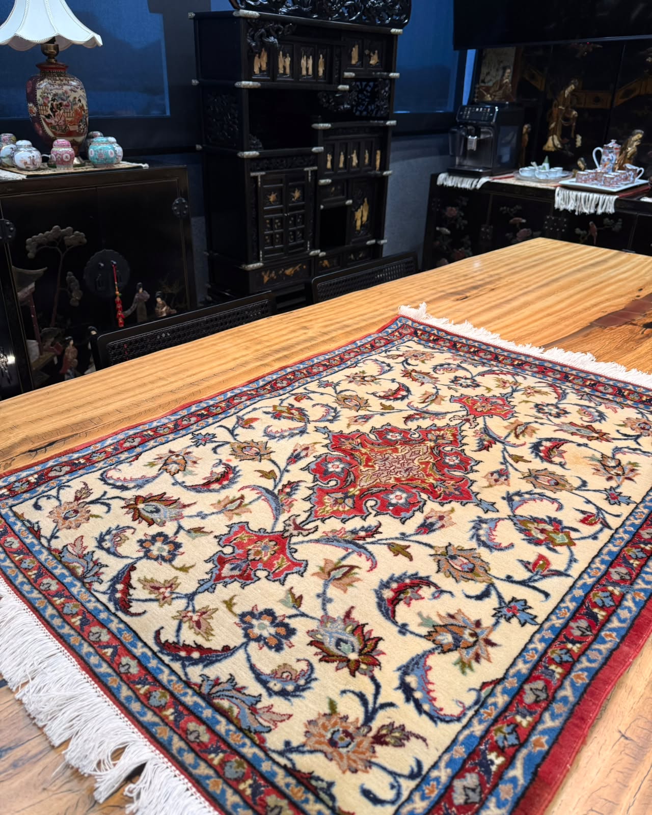 Tapete Persa Isfahan (Miniatura em Lã e Seda) - 0,94 x 0,70 m