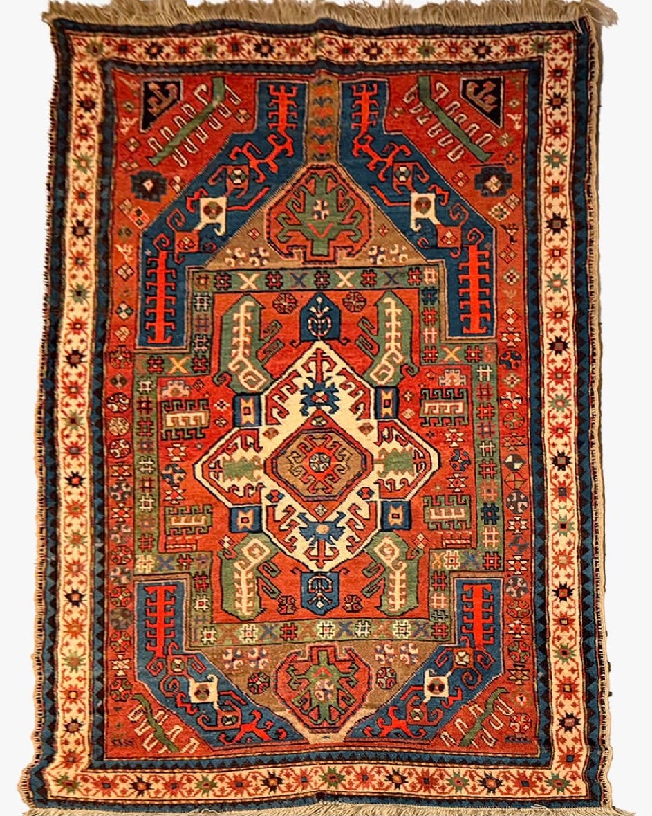 Tapete Kazak (Força Tribal e Beleza Atemporal) - 2,14 x 1,22 m