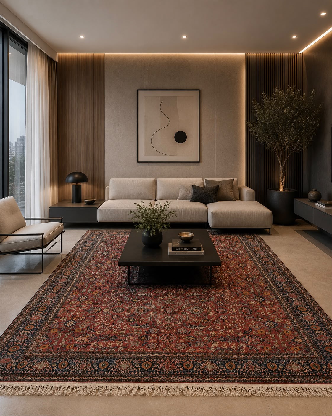 Tapete Persa Ghom (Pontos em Seda e Elegância Atemporal) -  3,20 x 2,40 m