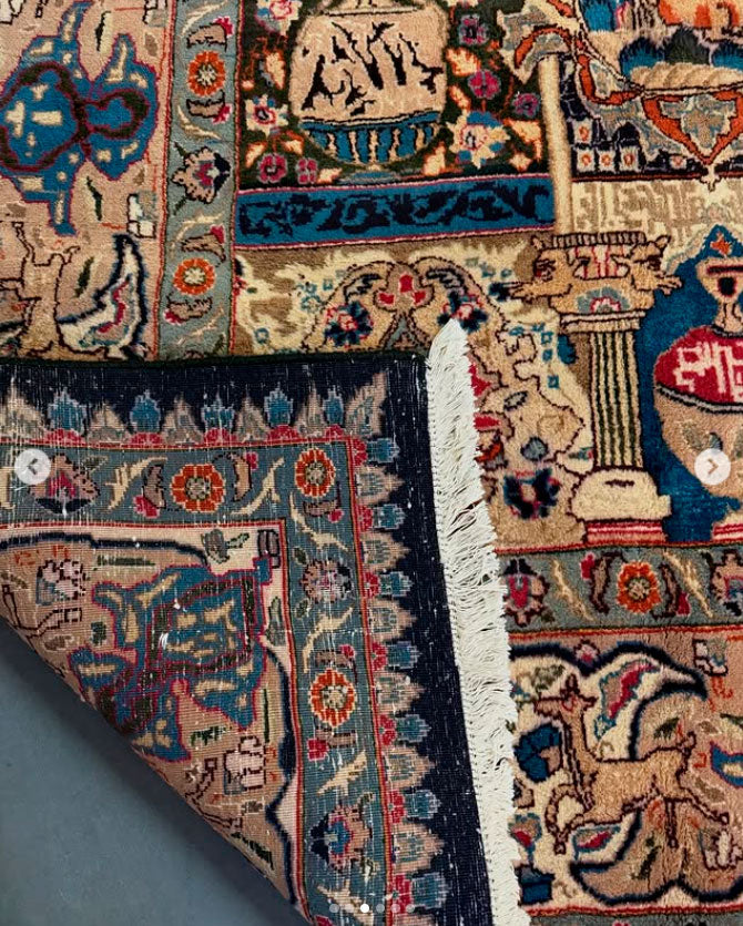 Tapete Persa Kashmir Figural Assinado - 2,84 × 3,97 m