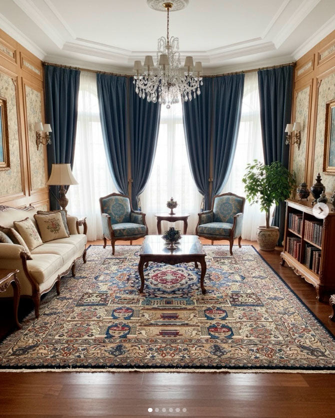 Tapete Persa Kashmir Figural Assinado - 2,84 × 3,97 m