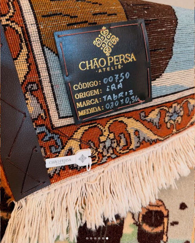 Tapete Persa Tabriz Figurativo - 0,70 × 0,36 m