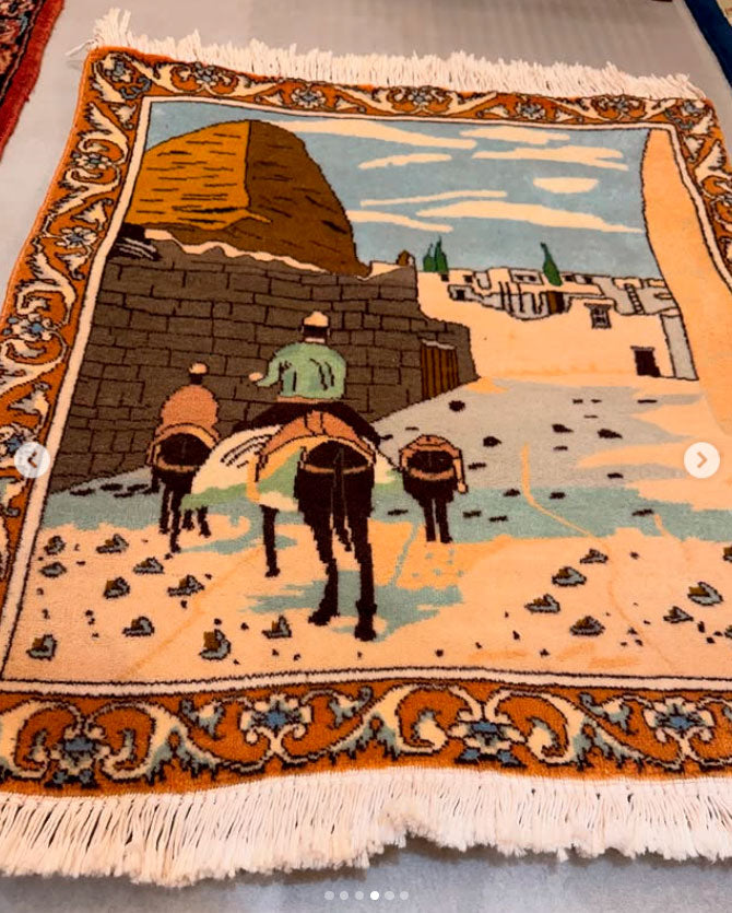 Tapete Persa Tabriz Figurativo - 0,70 × 0,36 m