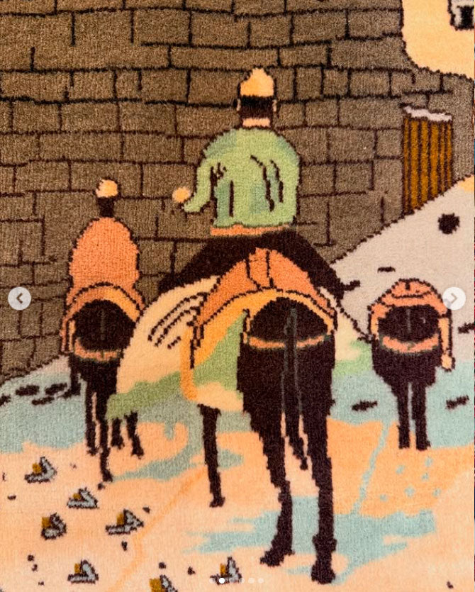 Tapete Persa Tabriz Figurativo - 0,70 × 0,36 m