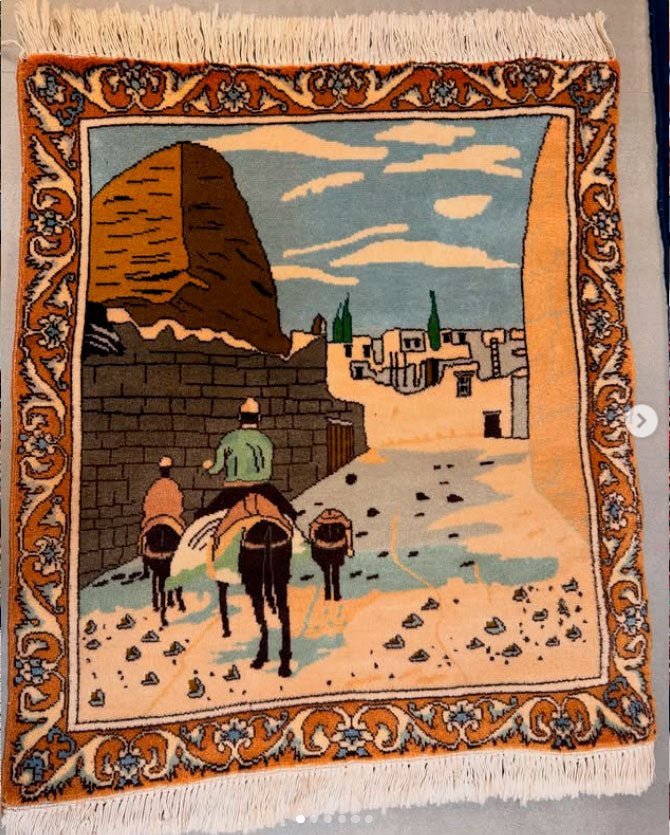 Tapete Persa Tabriz Figurativo - 0,70 × 0,36 m